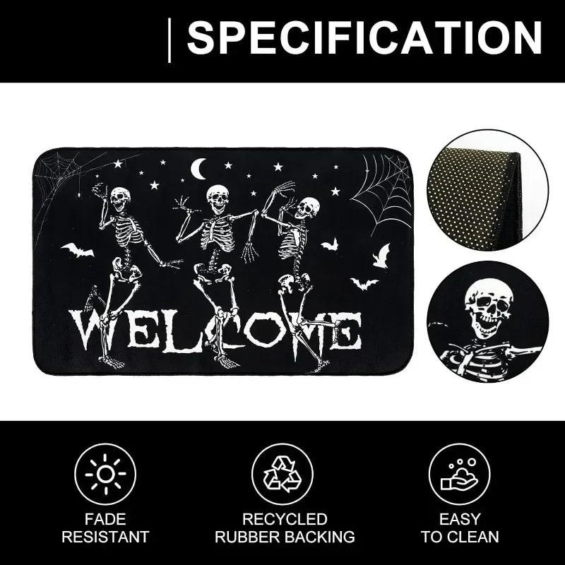 Halloween Skeleton Skull Non-Slip Door Mat & Welcome Rug Decorative Floor Mat Babs