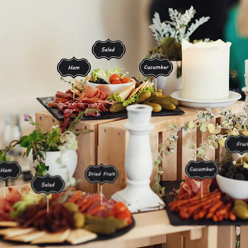 24Pcs Blank Chalkboard Cupcake Toppers & Buffet Label Signs Chalkboard Party Toppers Babs