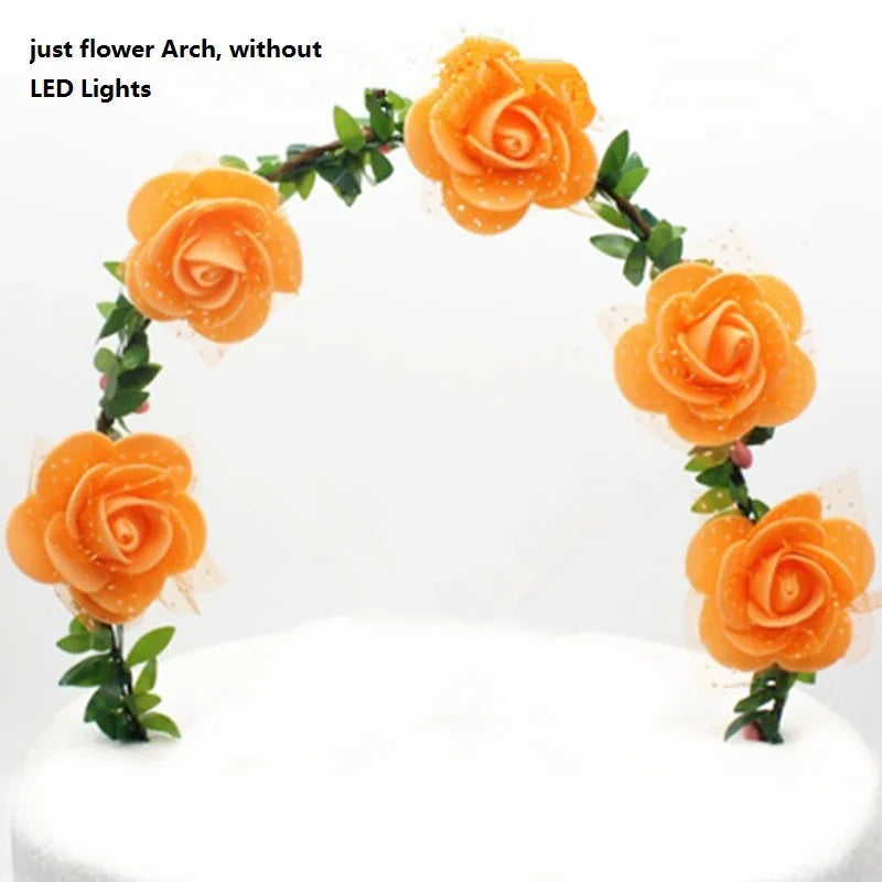 Flower Cake Topper with LED Lights | Wedding & Birthday LED Cake Topper Babs orange flower