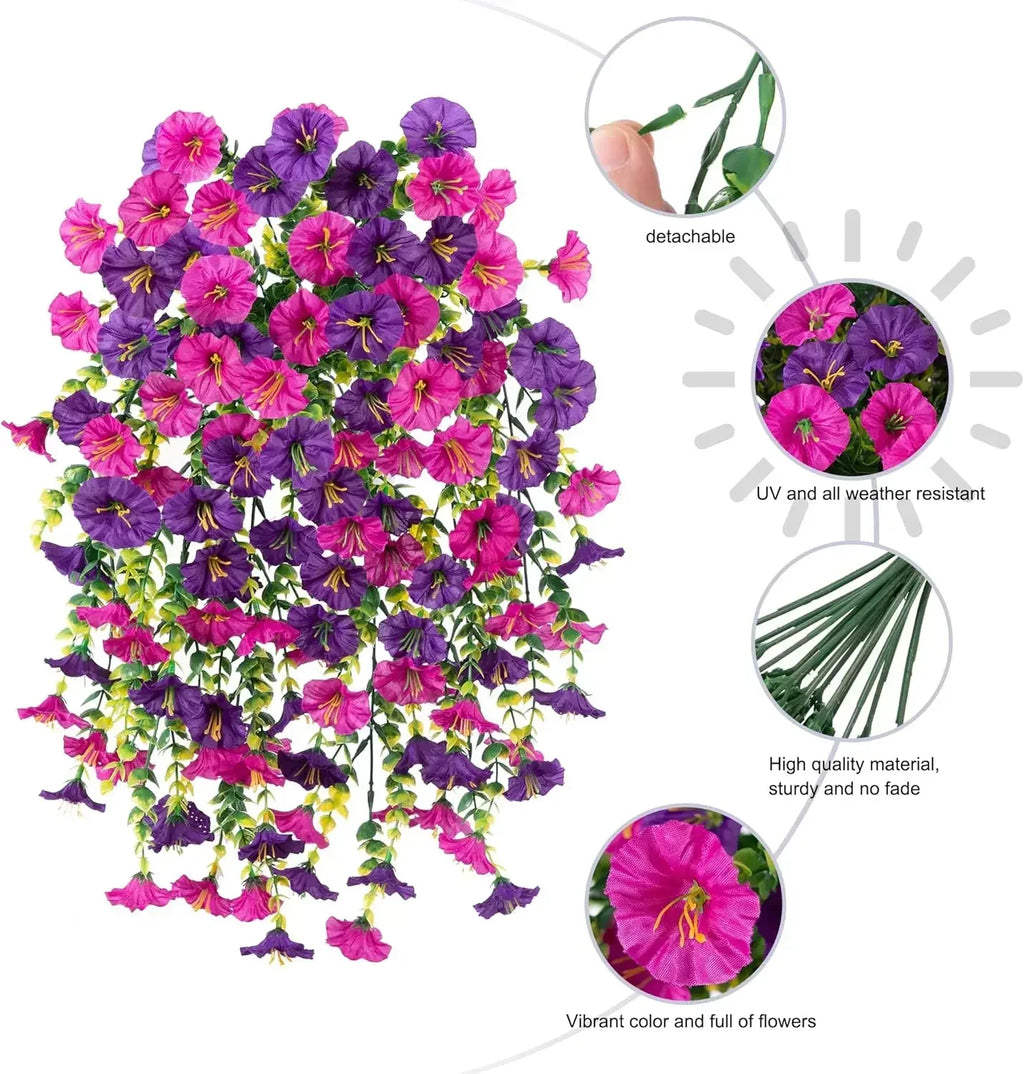 Artificial Morning Glory & Eucalyptus Hanging Floral Decor Artificial Hanging Decor Babs