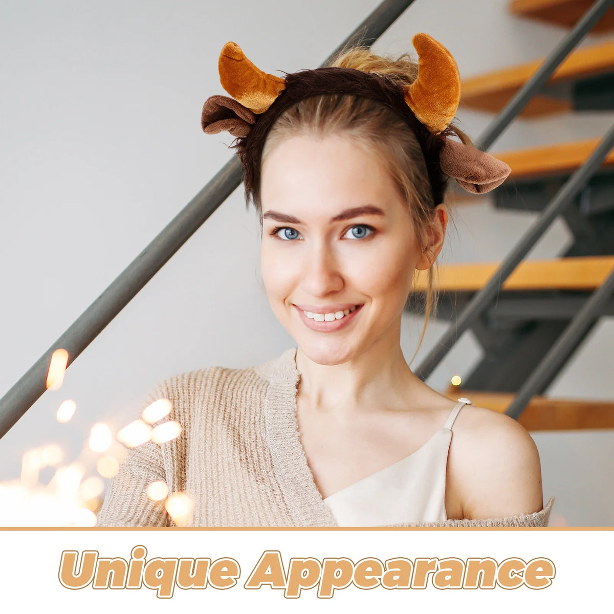Plush Bull Horn Headband & Tail Set – Cow Cosplay Costume Cosplay Costume Set Babs