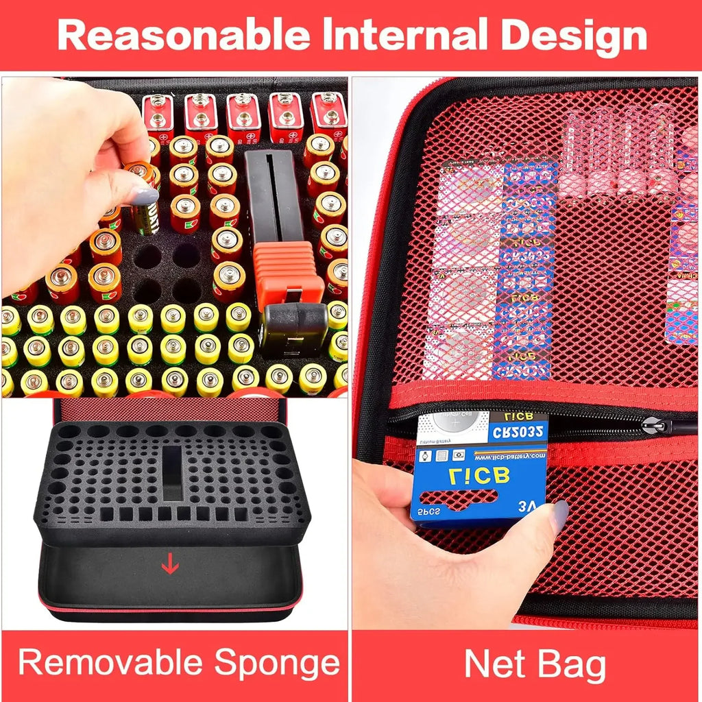 Battery Organizer Case with Tester – 162+ AA AAA 9V 18650 Slots Battery Storage Organizer Babs