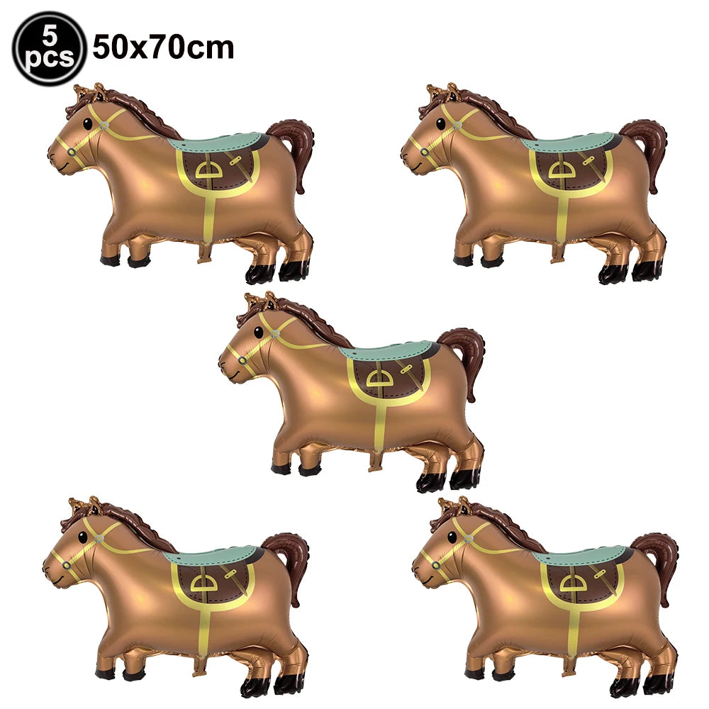 5-Piece Western Cowboy Foil Balloons – Party Decor Set Party Foil Balloons Babs Burgundy As show