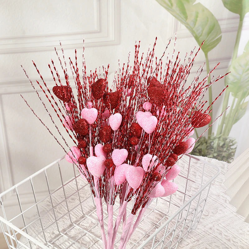 Artificial Heart Berry Picks Flower Stems – Wedding & Home Décor Artificial Floral Picks Babs