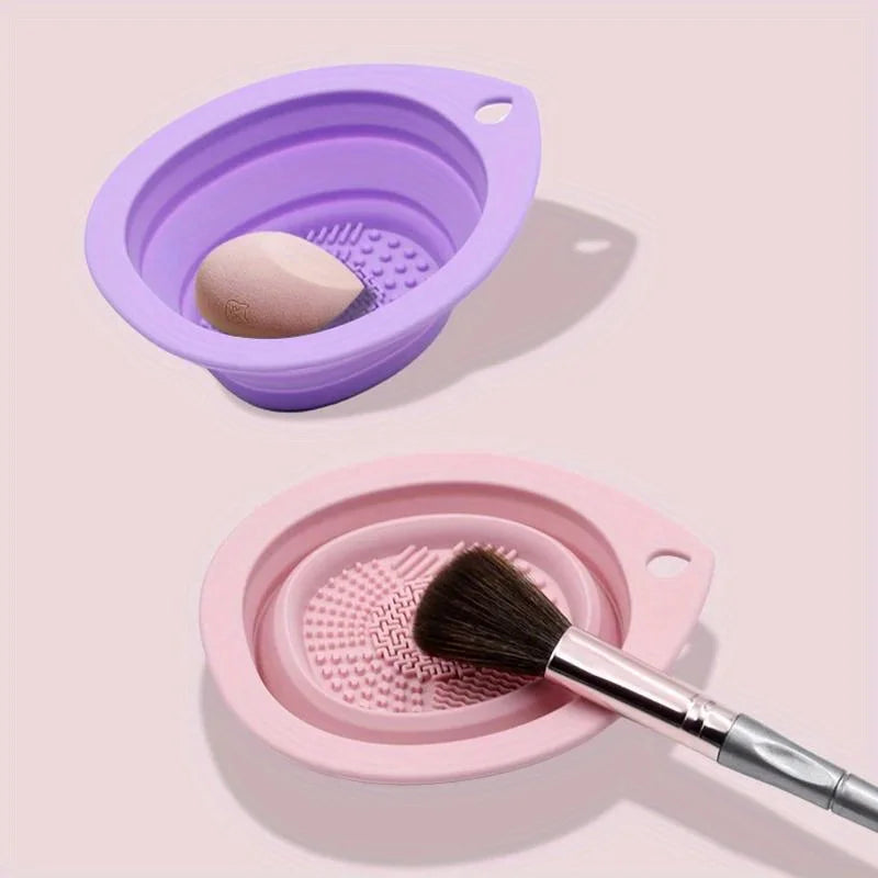 Silicone Makeup Brush Cleaner Bowl & Scrubber Mat Brush Cleaner Bowl Babs