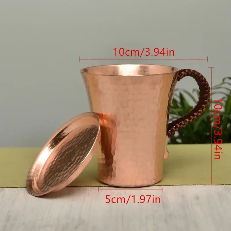350ml Hammered Copper Moscow Mule Mug with Lid | Pure Copper Copper Cocktail Mug Babs