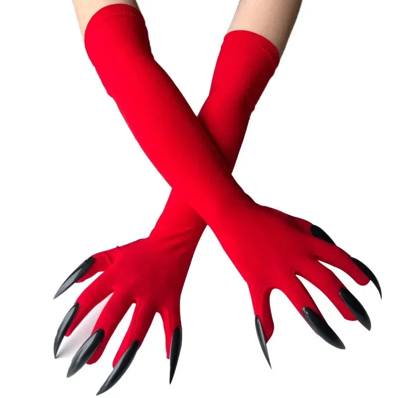 Scary Witch Claw Halloween Gloves – Long Nail Costume Mittens Halloween Costume Gloves Babs