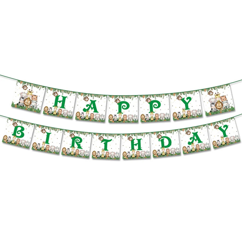 Jungle Safari Animal Party Supplies – Zoo Theme Birthday Decor Party Supplies Set Babs banner