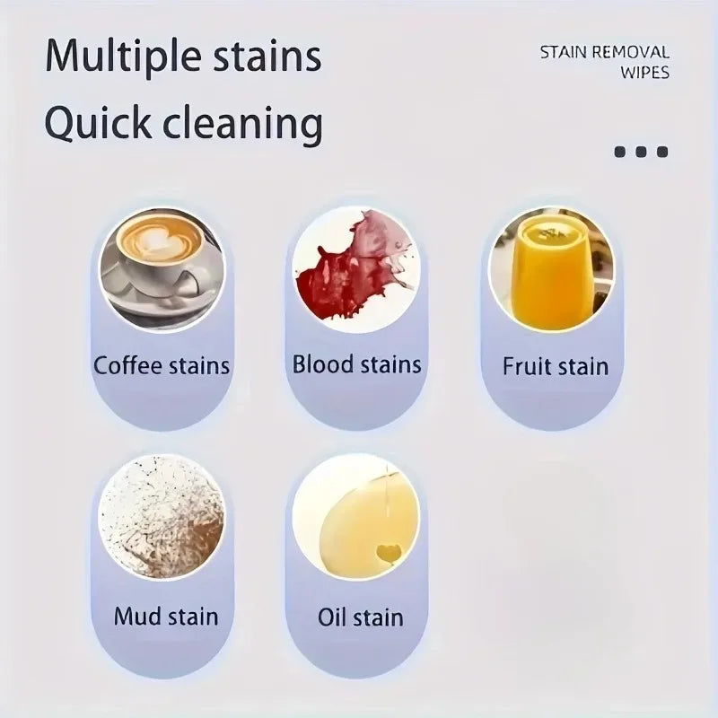 Portable No-Wash Stain Removal Wipes for Clothes & Shoes Stain Removal Wipes Babs