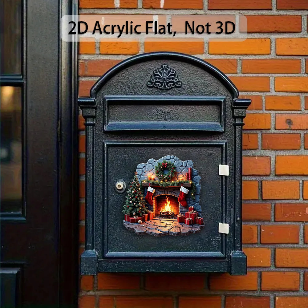 2D Acrylic Christmas Fireplace Fridge Magnet – Holiday Décor Christmas Fridge Magnet Babs