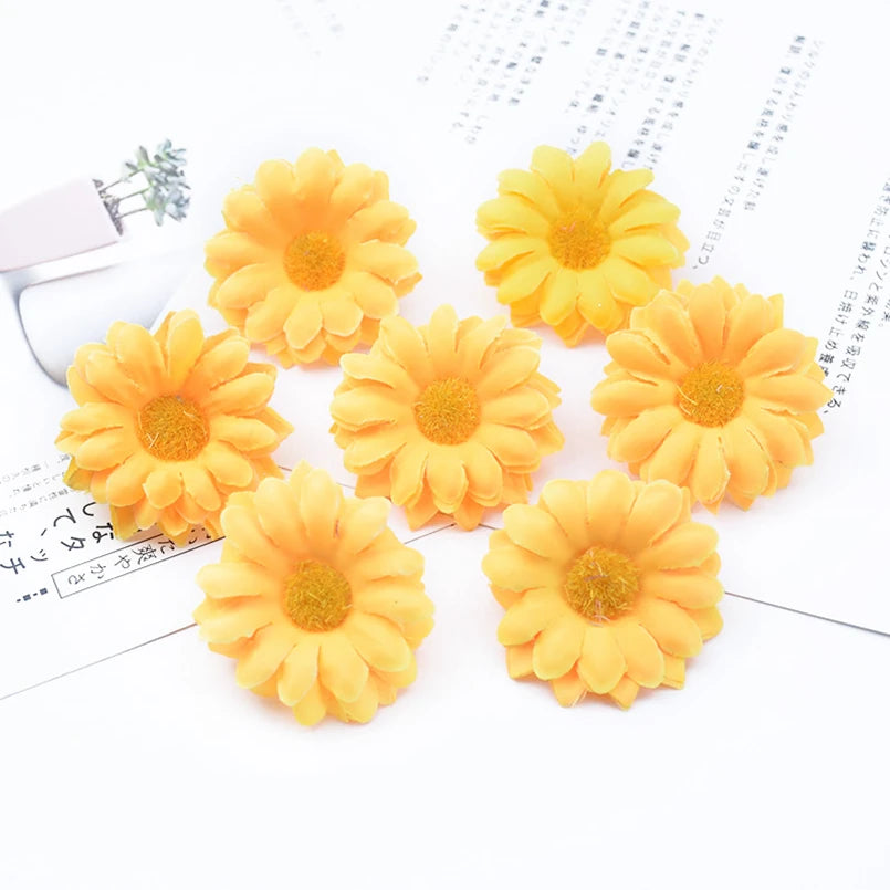 Artificial Silk Daisy Flower Heads – 10/20 Pcs DIY Craft Decor Artificial Flower Heads Babs YELLOW 20 pcs