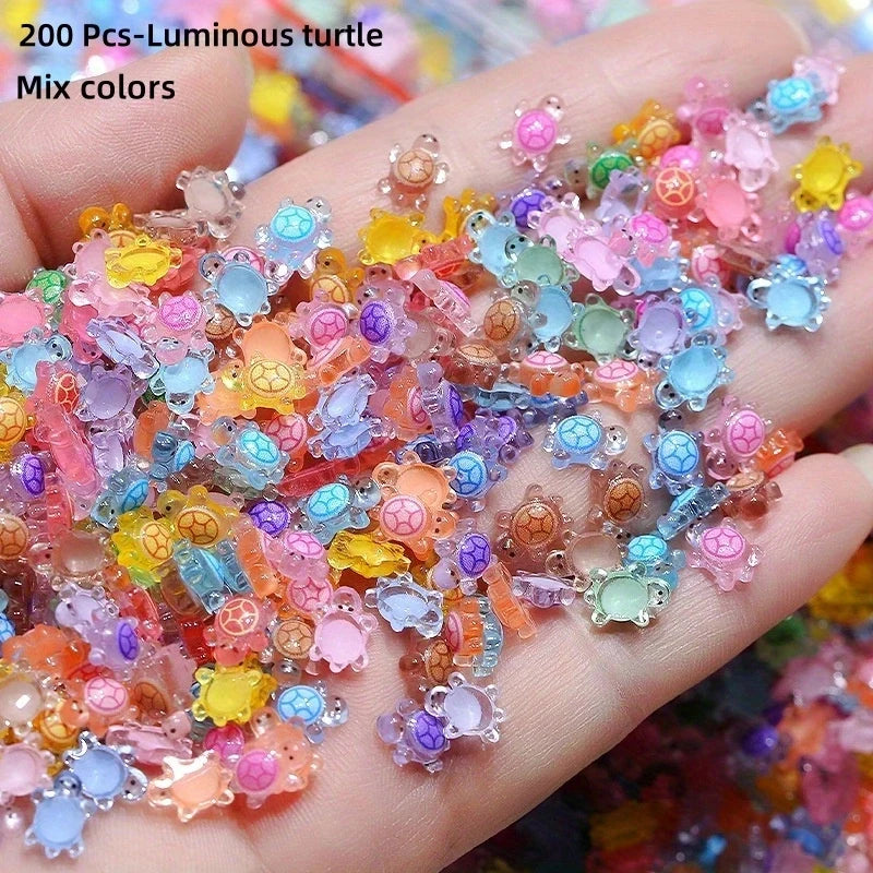 Glow in the Dark Mini Resin Sea Turtles 100/200 Pcs Miniature Figurines Babs 200 Pcs-Turtle