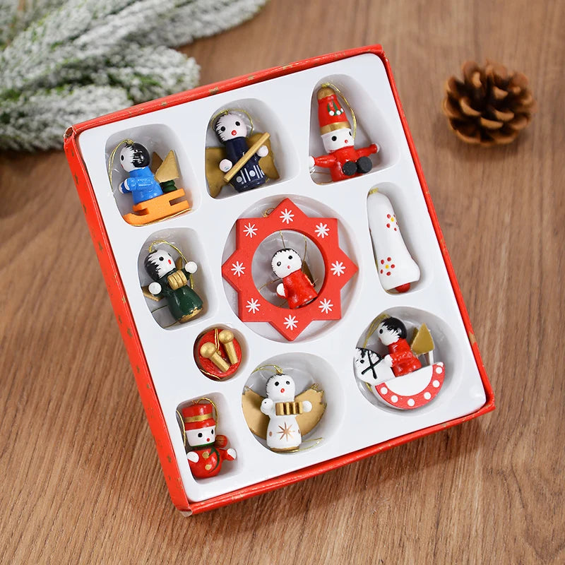 Wooden Train Christmas Tree Ornaments – Mini Hanging Pendants 2026 Christmas Tree Ornament Babs 10pcs