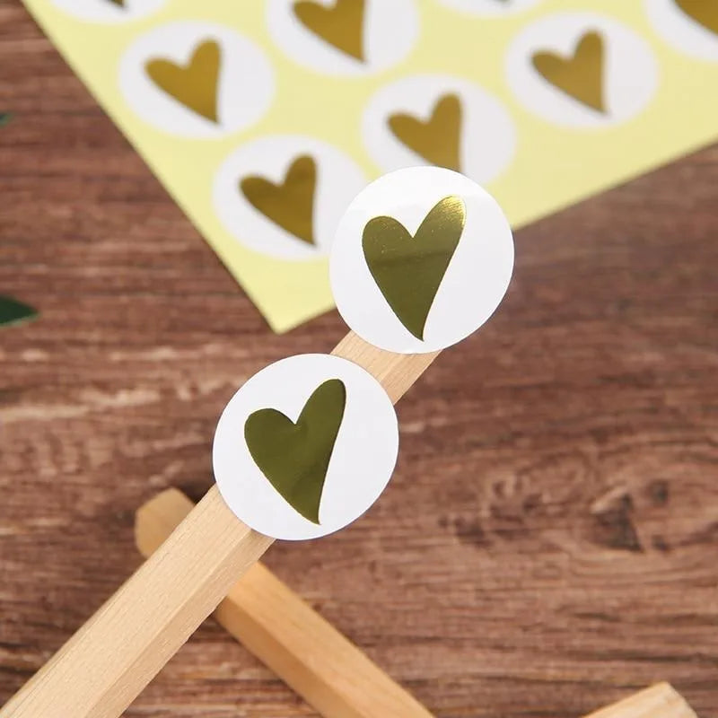 160pcs Gold Heart Sealing Stickers – Cards, Envelopes & Gifts Decorative Stickers Babs