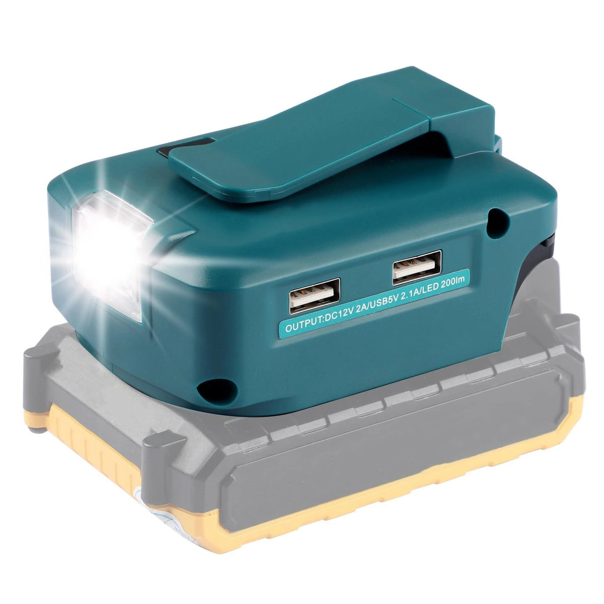 Dual USB Battery Adapter with LED for Makita, DeWalt, Milwaukee Battery USB Adapter Babs For BD with clip