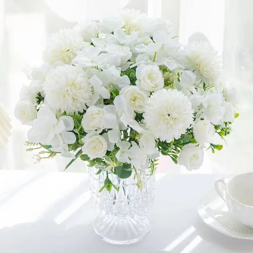 Silk Rose & Chrysanthemum Bouquet – Wedding & Home Décor Artificial Flower Bouquet Babs