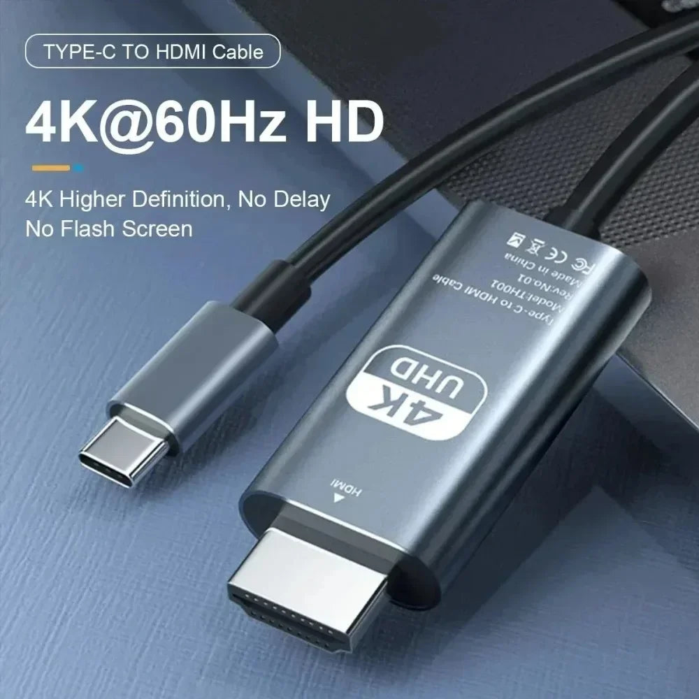 KEBIDUMEI 4K@60Hz USB-C to HDMI Cable 2M Video Adapter USB-C HDMI Cable Babs