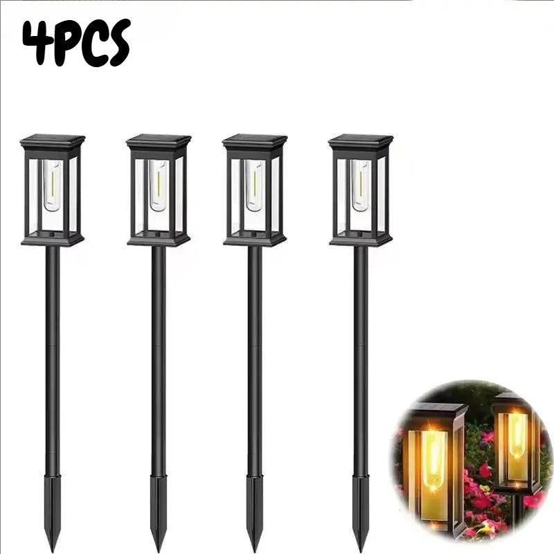 Solar Garden Spike Lights – Vintage Edison Bulb Outdoor Pathway Solar Pathway Light Babs Warm-4PCS