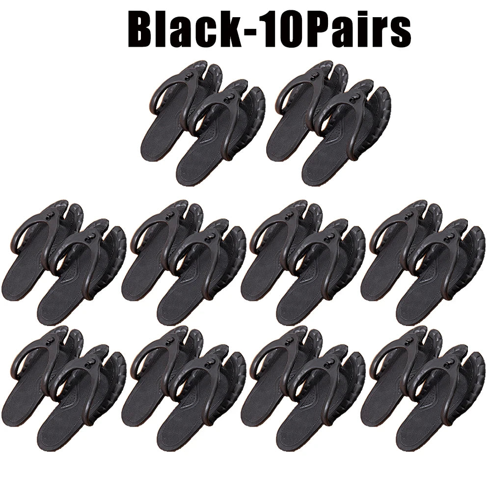 Foldable Travel Slippers Unisex Lightweight Anti-Slip Sandals Foldable Travel Slippers Babs Black-10Pairs 44-45