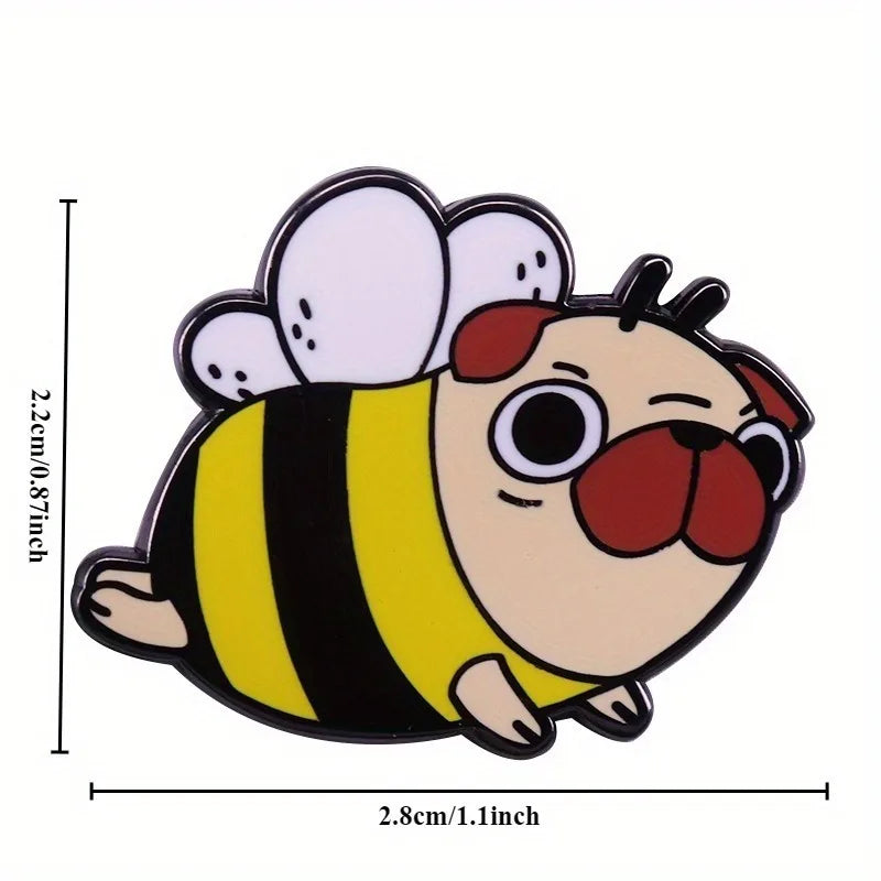 Pug Bee Mashup Brooch Pin – Fun Backpack Badge Decoration Brooch Pin Badge Babs