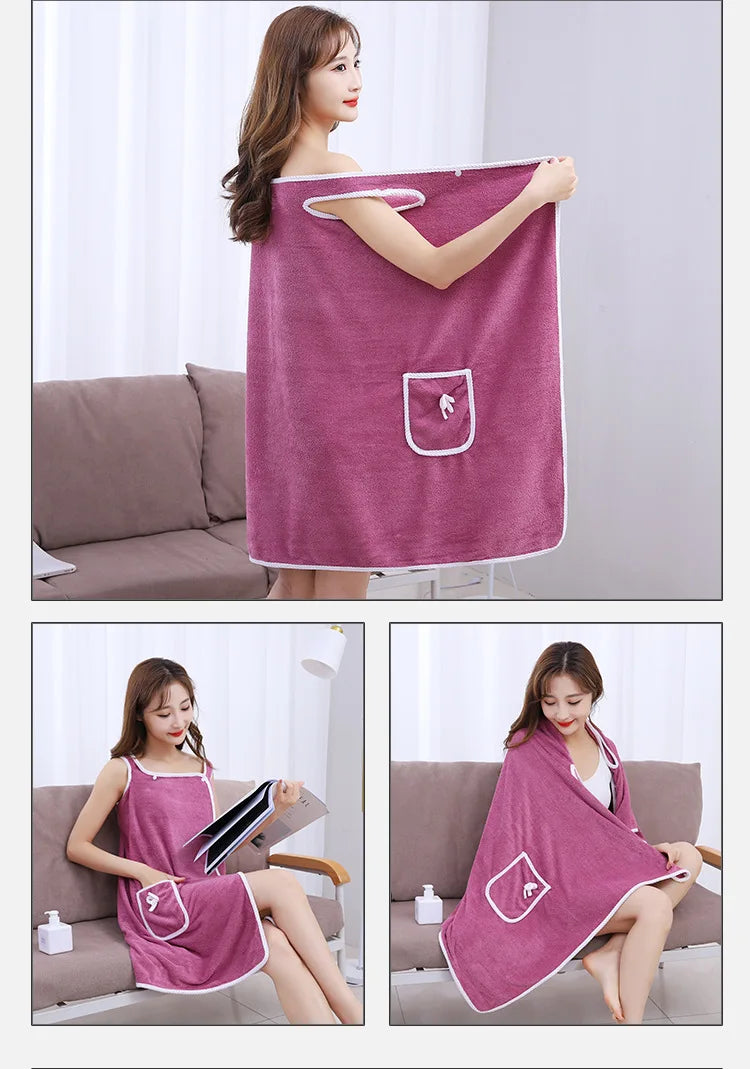 Women's Wearable Bath Towel Wrap – Fast Drying Spa Robe 135×80cm Wearable Bath Towel Babs ZH