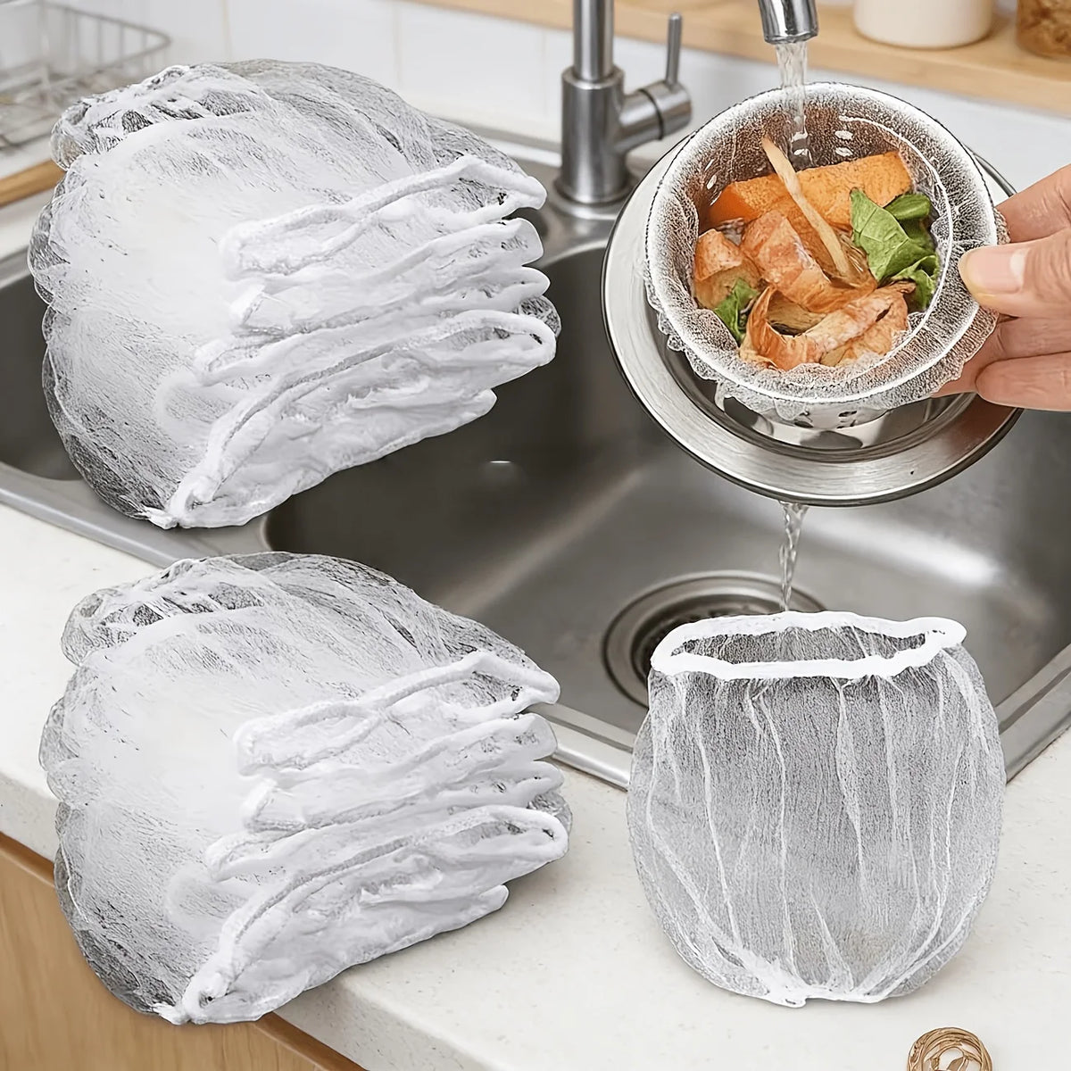 200/400Pcs Disposable Mesh Sink Strainer Bags – Drain Catcher Drain Strainer Bags Babs
