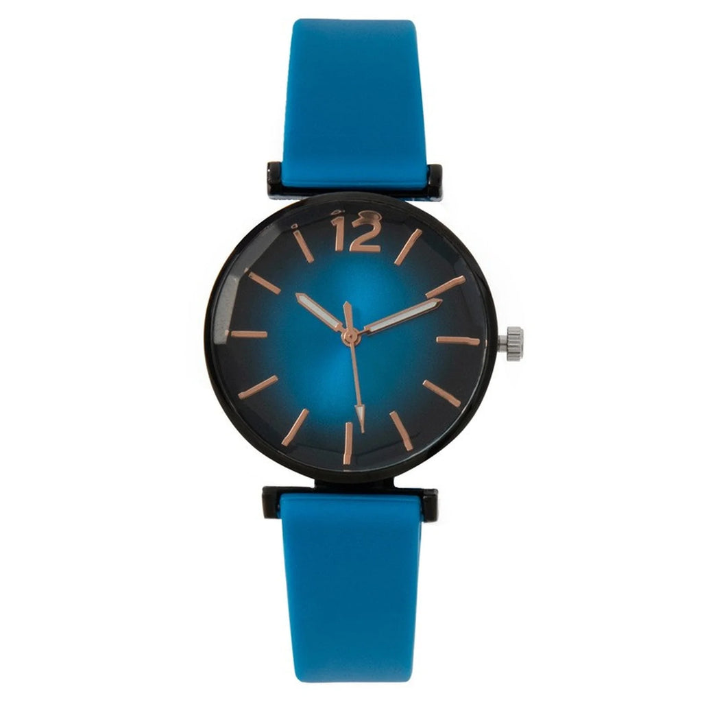 Women's Fashion Quartz Watch – Black Dial & Green Strap Ladies Quartz Watch Babs Blue