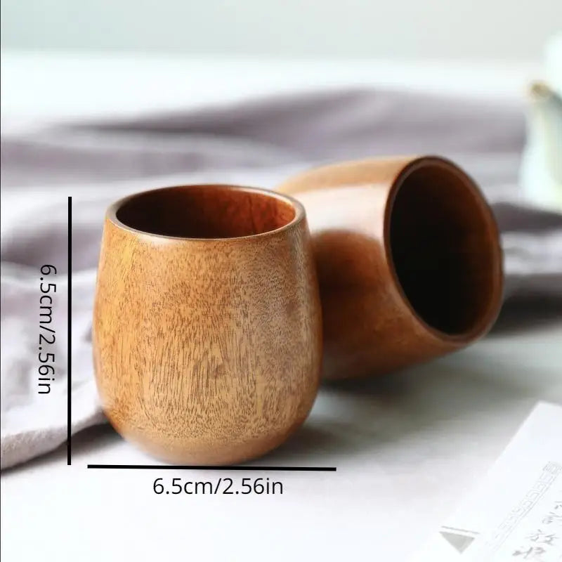 Nordic Solid Wood Double-Layer Tea & Wine Cup – 100ml Wooden Drinkware Cup Babs