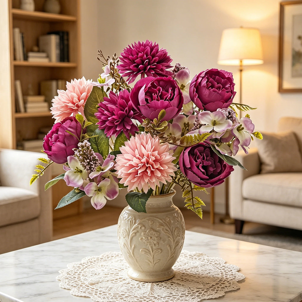 Silk Artificial Ball Chrysanthemum Flowers – Wedding & Home Décor Artificial Silk Flowers Babs