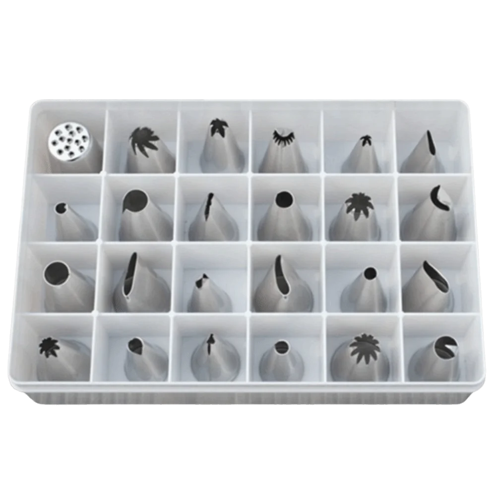 24-Piece Stainless Steel Cake Decorating Piping Nozzles Set Cake Piping Nozzle Set Babs