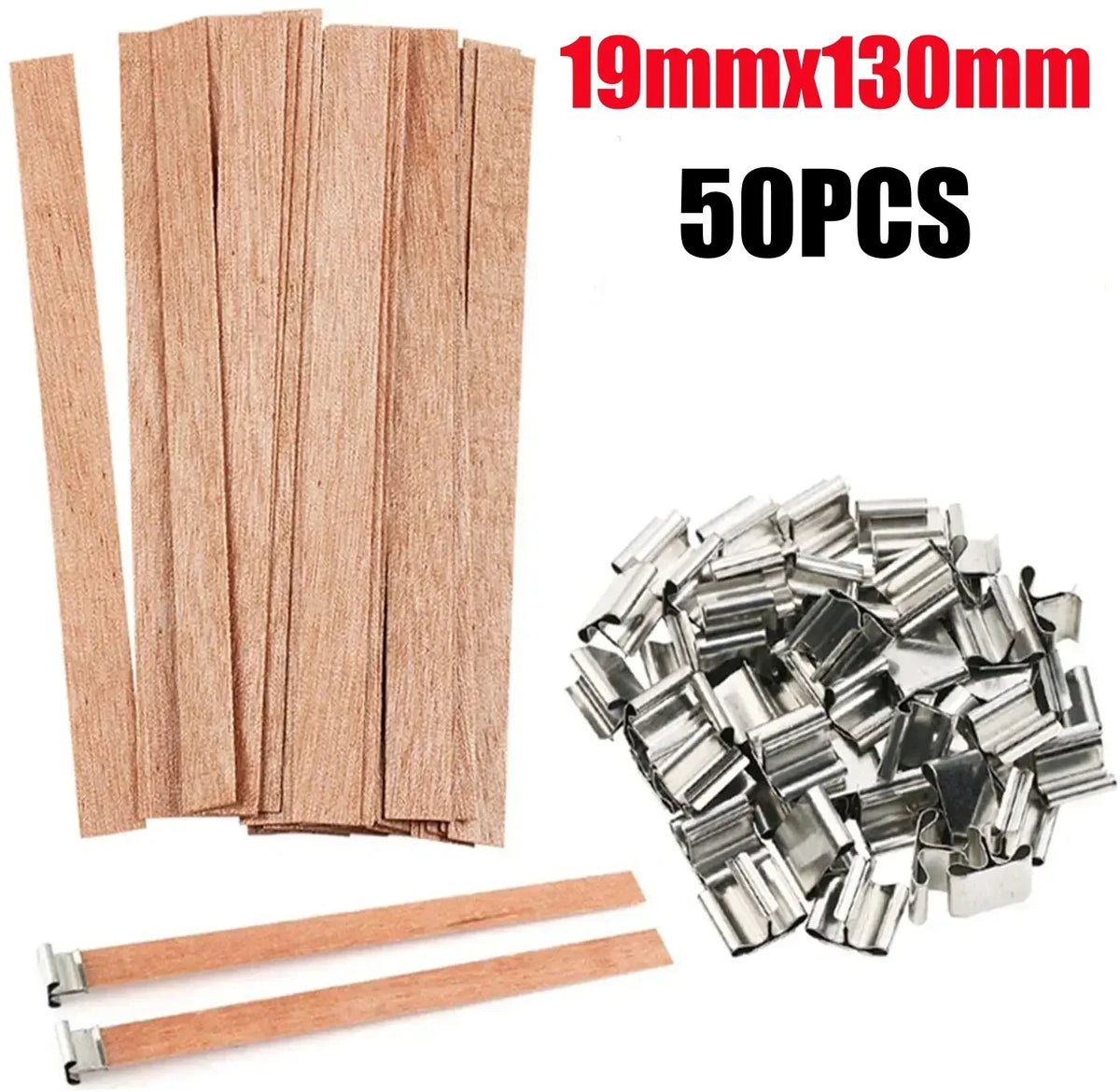 Wooden Candle Wicks for DIY Soy & Paraffin Candle Making Candle Making Wicks Babs XL-50PCS