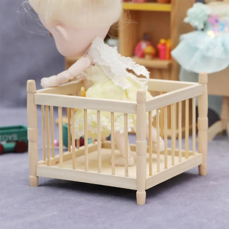 1:12 Scale Dollhouse Miniature Baby Bed – Wooden DIY Craft Dollhouse Miniature Furniture Babs