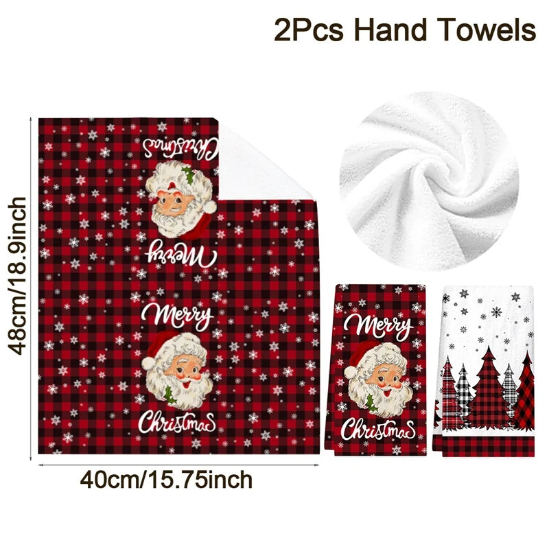 2pcs Christmas Kitchen Dish Towels – Santa Claus Holiday Gift Set Christmas Kitchen Towels Babs 2PCS