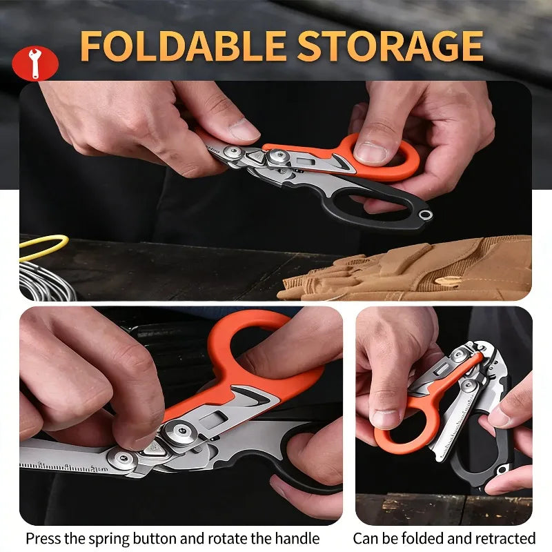 6-in-1 Folding Emergency Shears – Strap Cutter & Glass Breaker Multitool Rescue Shears Babs