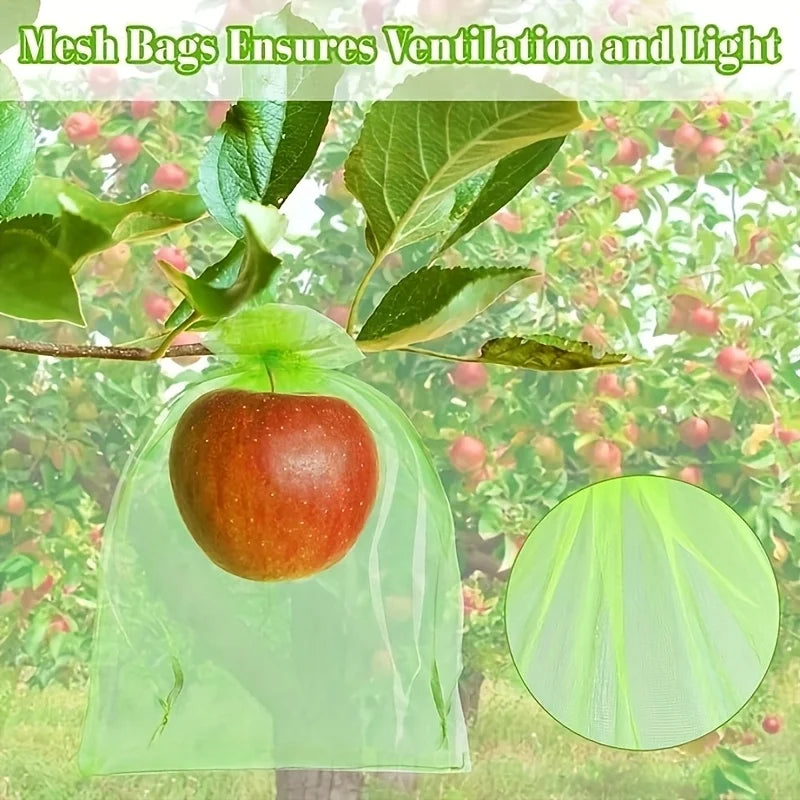 100Pcs Organza Fruit Protection Bags with Zipper | Garden Mesh Fruit Protection Bags Babs