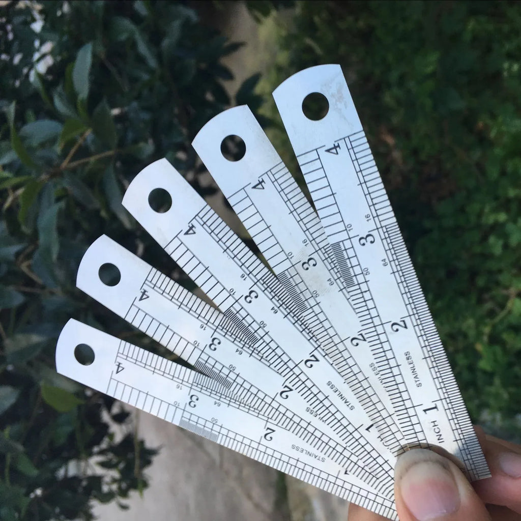 10pcs Stainless Steel 4-Inch Double-Sided Rulers – Drawing & Teaching Precision Metal Ruler Babs