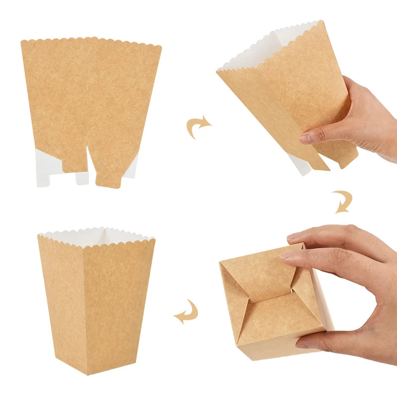 12-Pack Kraft Paper Popcorn Boxes – Party Snack Buckets Party Snack Boxes Babs