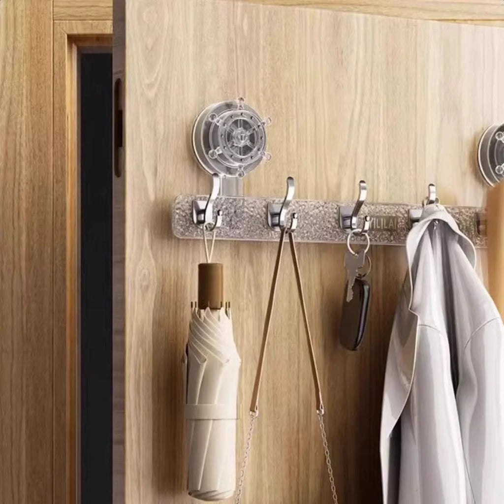 6-Hook Suction Cup Towel Holder – No-Drill Bathroom Bar Suction Towel Holder Babs