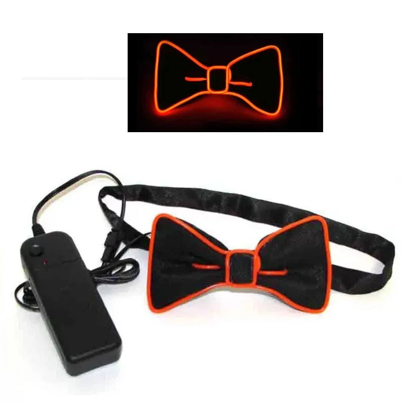 LED Light-Up Suspenders & Bow Tie Glow Party Costume Set LED Costume Accessory Babs Bow tie-Orange