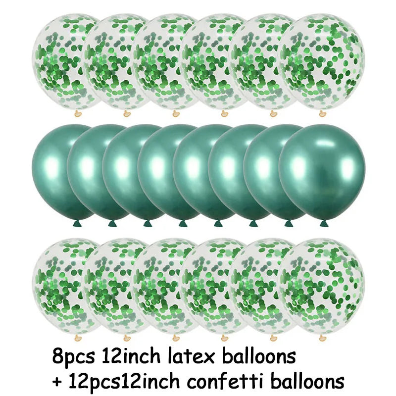 20Pcs Rose Gold Confetti Metallic Balloons Party Decoration Set Party Balloon Set Babs 20pcs green set 12inch