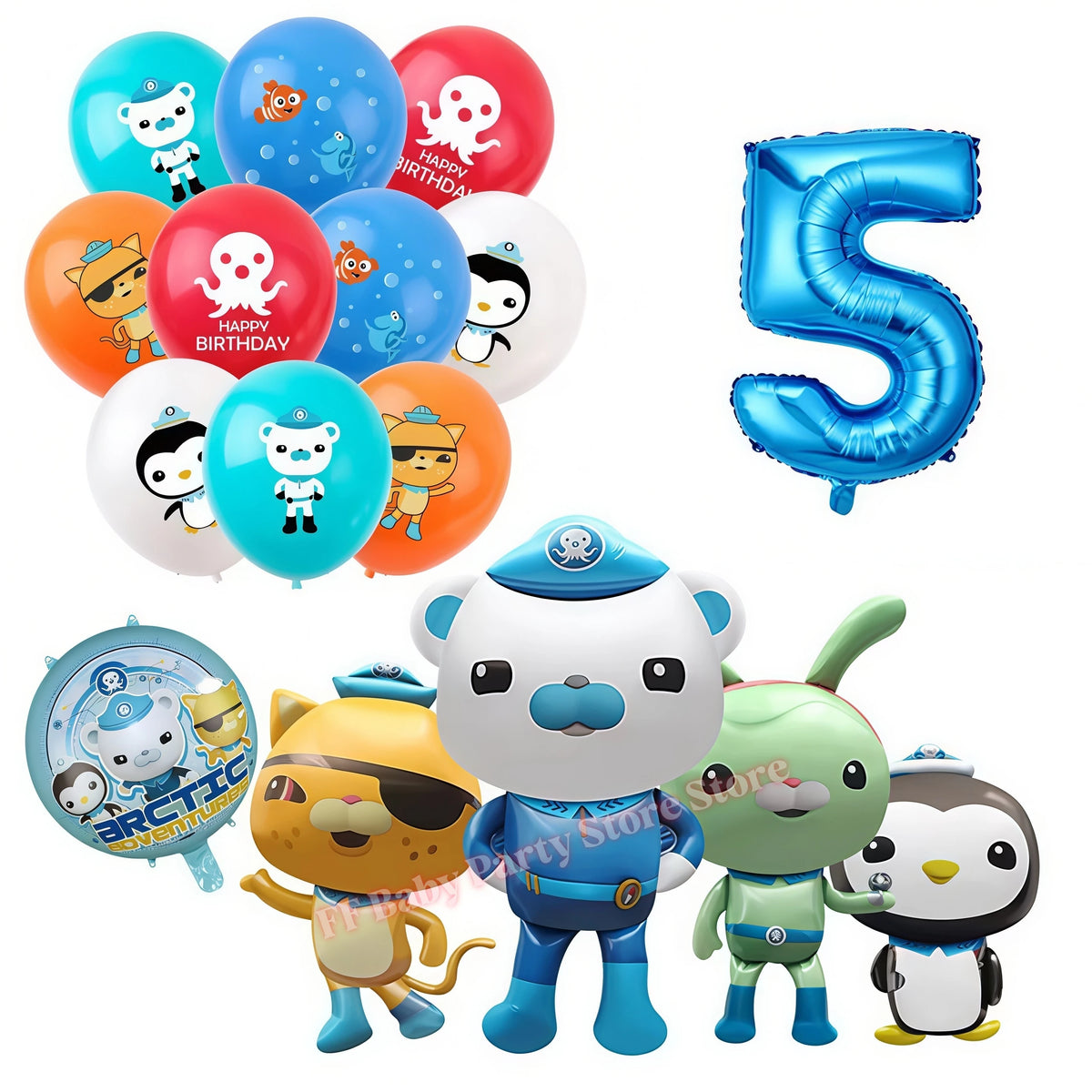 Octonauts Birthday Foil Balloons – Baby Shower Party Decor Party Foil Balloons Babs 16pcs balloons-5