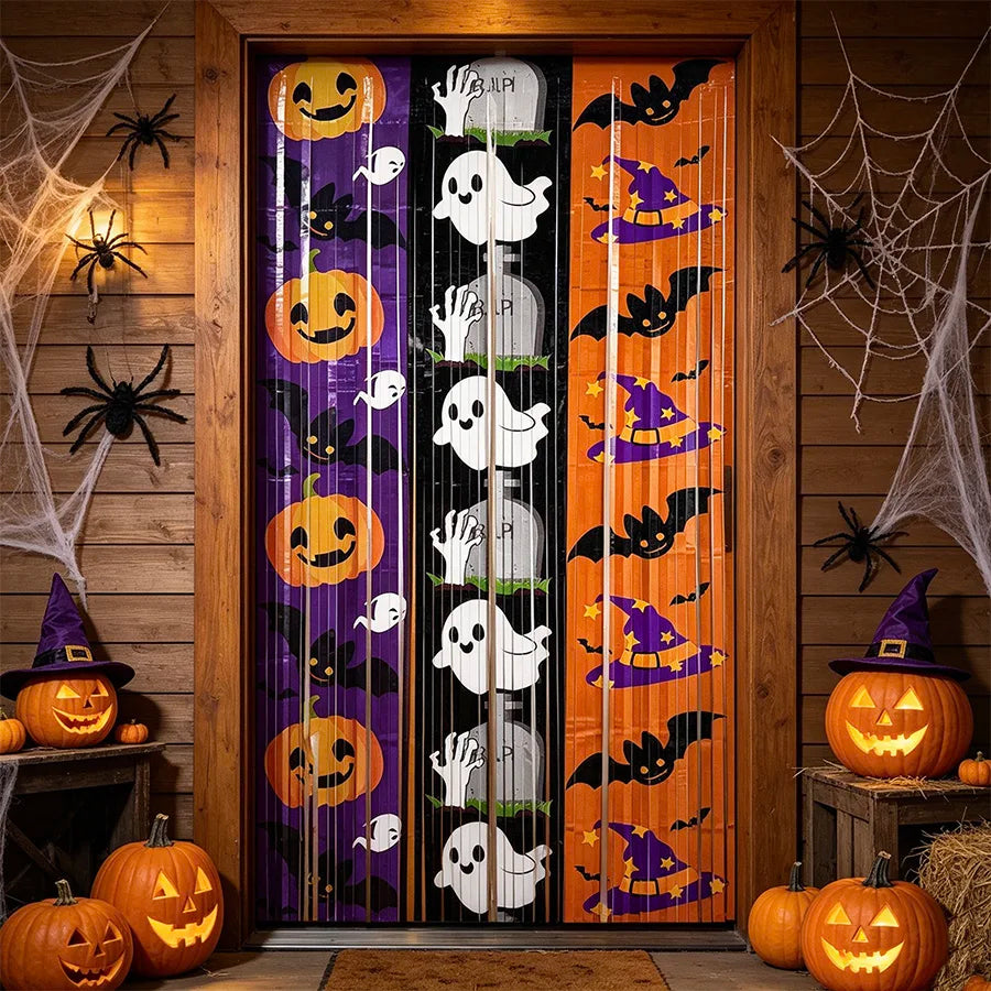 Halloween Tinsel Curtain Pumpkin Ghost Backdrop Party Decor Halloween Party Backdrop Babs