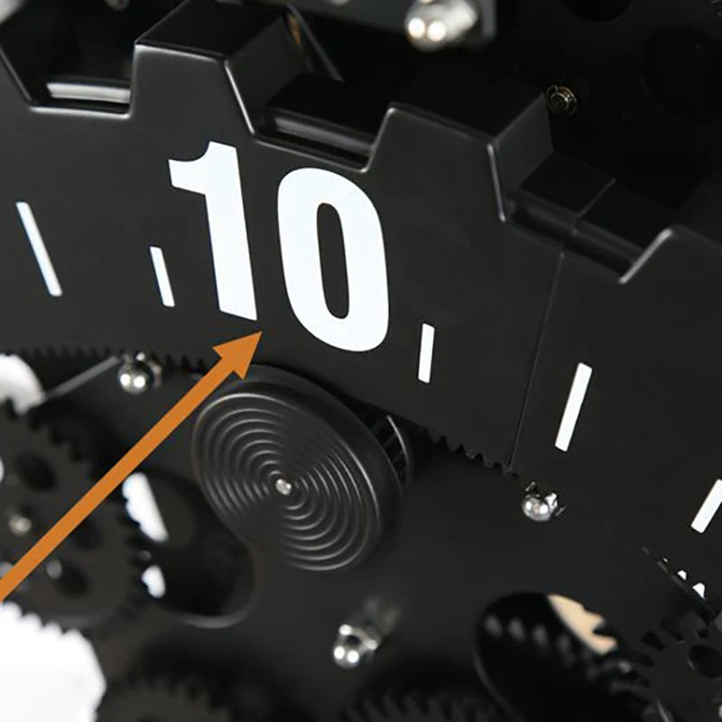 3D Gear Wall Clock – 20" Silent Metal Black Nordic Industrial Wall Clock Babs