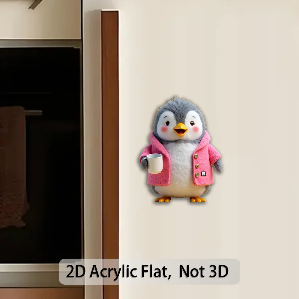 Cute 2D Penguin Fridge Magnet – Soft Knitted Acrylic with Stand Decorative Fridge Magnet Babs
