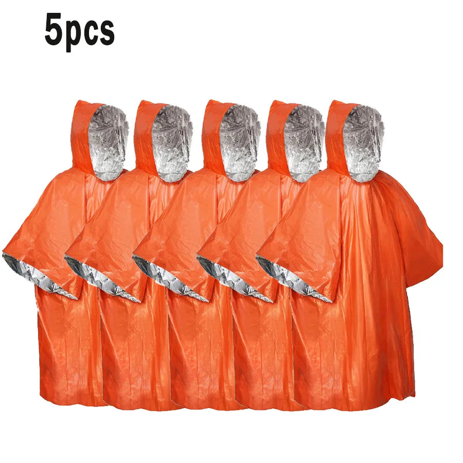 Emergency Insulation Raincoat & Survival Blanket – 2-in-1 Emergency Survival Poncho Babs 5PCS