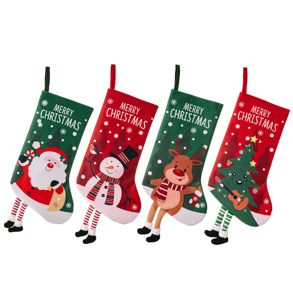 Large Christmas Stockings – Santa & Snowman Holiday Decor Christmas Stocking Babs