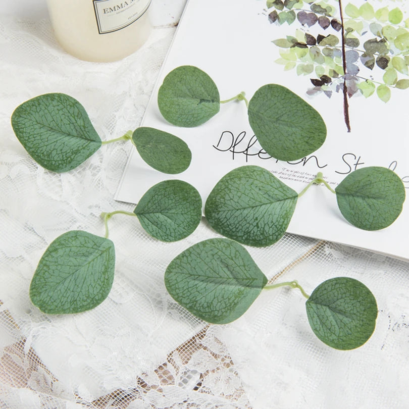 50/100Pcs Silk Eucalyptus Rose Leaves UV-Protected Artificial Decor Artificial Decorative Leaves Babs