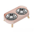 Tilted Elevated Pet Bowls – Stainless Steel Cat & Dog Set Elevated Pet Bowl Set Babs Pink