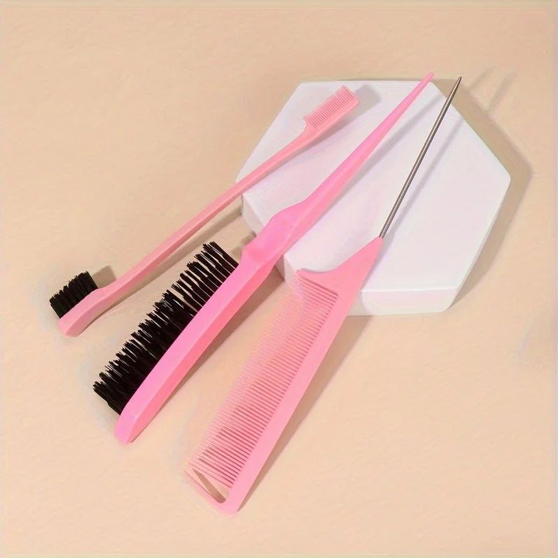 3-in-1 Hair Styling Set – Tail Comb, Edge & Eyebrow Brush Hair Styling Set Babs