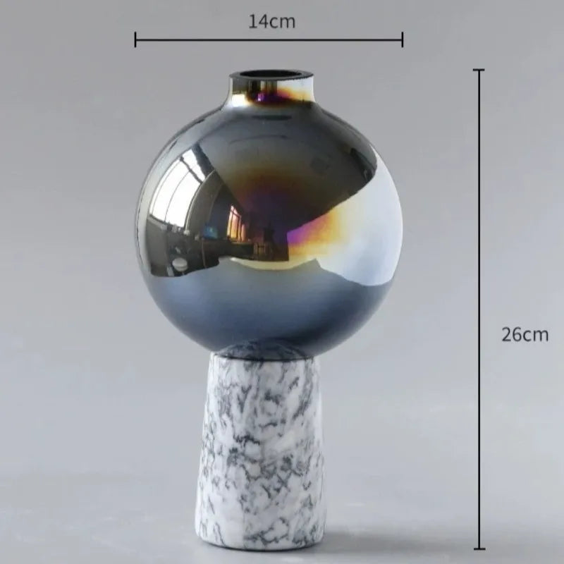 Glass Marble Vase – Modern Luxury Decorative Flower Bottle Decorative Glass Vase Babs Tall